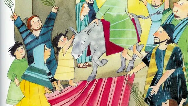 Palmsonntag: Jesus auf dem Esel Palmsonntag: Jesus auf dem Esel — Jesus reitet auf dem Esel in die Hauptstadt Jerusalem.